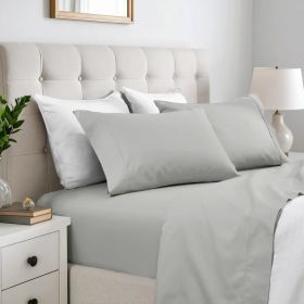 600 Thread Count Cotton Blend Bed Sheet Set Solid Deep Pocket (Color: Platinum, size: Full)
