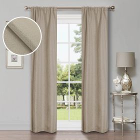 Linen Washable Room Darkening Blackout Curtains, Set of 2 (Color: Frosted Almond, size: 52" x 72")
