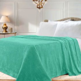 Fleece Plush Medium Weight Fluffy Soft Solid Decorative Blanket (Color: Turquoise, size: Throw)