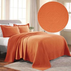 Lightweight Cotton Bedspread Sets 3-Piece Fleur De Lis Jacquard Matelassé (Color: Mandarin, size: Queen)