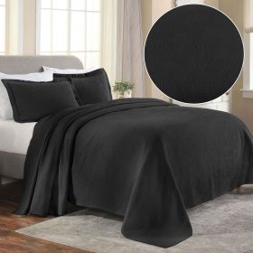 Lightweight Cotton Bedspread Set 3-Piece Paisley Jacquard Matelassé (Color: Black, size: King)