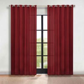 Blackout Window Curtains Classic Modern Room Darkening Set of 2 (Color: Sangria, size: 70" x 84")