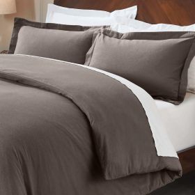 100% Cotton Flannel Solid Modern Fuzzy Duvet Cover Set (Color: Charcoal, size: Twin)