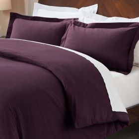 100% Cotton Flannel Solid Modern Fuzzy Duvet Cover Set (Color: Purple, size: King/California King)