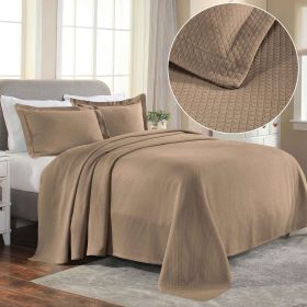 Lightweight Cotton Bedspread Sets 3-Piece Diamond Jacquard Matelassé (Color: Taupe, size: King)