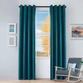2 Panel Blackout Curtains Senna Solid Textured Grommet Window Panels (Color: Deep Sea, size: 42" X 63")