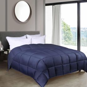Brushed Microfiber Down Alternative Comforter Reversible (Color: Navy Blue, size: King)