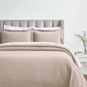 Lightweight Cotton Bedspread Sets 3-Piece Calvert Diamond Matelassé Jacquard (Color: Beige, size: California King)