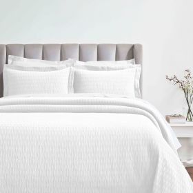 Lightweight Cotton Bedspread Sets 3-Piece Calvert Diamond Matelassé Jacquard (Color: White, size: California King)