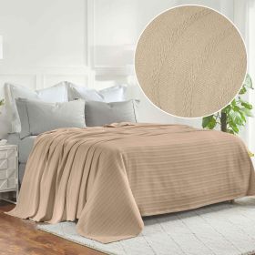 100% Cotton Woven Blanket – Clara Jacquard - All-Season Comfort (Color: khaki, size: Twin)