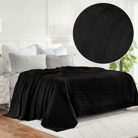100% Cotton Woven Blanket – Clara Jacquard - All-Season Comfort (Color: Black, size: Twin)