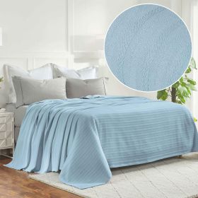 100% Cotton Woven Blanket – Clara Jacquard - All-Season Comfort (Color: Light Blue, size: Full/Queen)