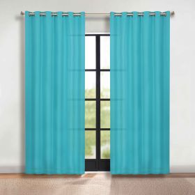 Classic Modern Solid Room Darkening Blackout Curtain Panels, Set of 2 (Color: Aqua, size: 70" x 84")
