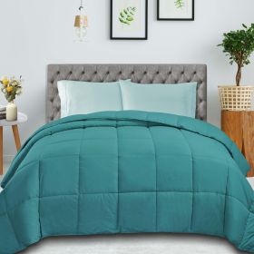 Classic Microfiber Down Alternative Comforter Reversible Medium Weight (Color: Turquoise, size: Twin)