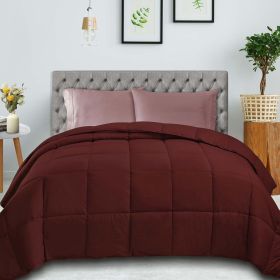 Classic Microfiber Down Alternative Comforter Reversible Medium Weight (Color: Burgundy, size: Twin)