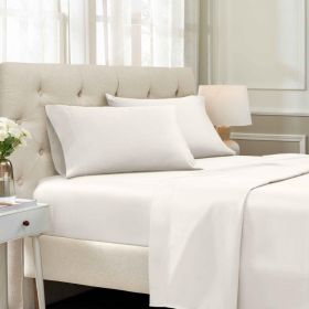 1500 Thread Count Egyptian Cotton Sheets - Deep Pocket, Hotel Quality (Color: Ivory, size: King)
