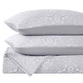Enzy Medium Weight Floral Matelasse 3 Piece Bedspread Pillow Sham Set (Color: Silver, size: California King)