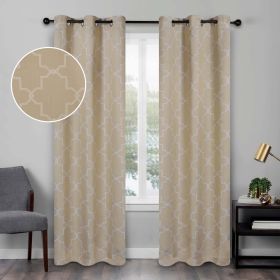 Imperial Trellis Washable Room Darkening Blackout Curtains, Set of 2 (Color: Ivory, size: 42" X 96")