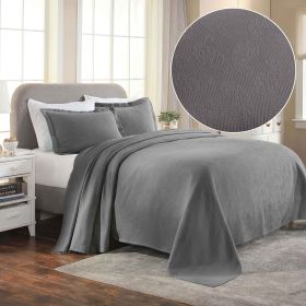 Lightweight Cotton Bedspread Set 3-Piece Paisley Jacquard Matelassé (Color: Grey, size: King)
