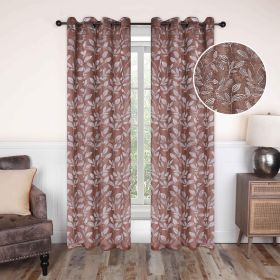 Leaves Machine Washable Room Darkening Blackout Curtains, Set of 2 (Color: Copper, size: 52" x 96")