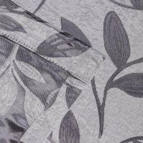 Leaves Machine Washable Room Darkening Blackout Curtains, Set of 2 (Color: White Grey, size: 52" x 63")