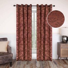 Leaves Machine Washable Room Darkening Blackout Curtains, Set of 2 (Color: Antique Copper, size: 52" x "72)