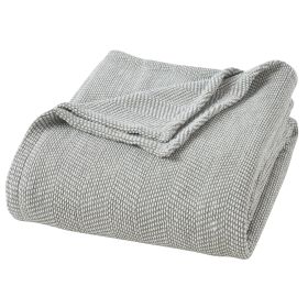 Maya Chenille Herringbone Soft Textured Medium Weight Cotton Blanket (Color: Green, size: Twin)