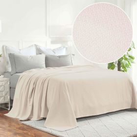 Nobel Cotton Textured Jacquard Chevron Lightweight Woven Blanket (Color: Ivory, size: Twin)