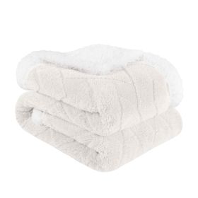 Sherpa Fleece Blanket Reversible Plush Fluffy Nuuk Jacquard (Color: White, size: King)