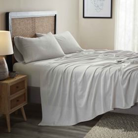 Orion Cotton Linen Garment Washed Deep Pocket Sheet Set (Color: Silver, size: California King)
