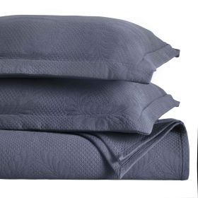 Peploi Medium Weight Jacquard Matelasse Floral Wreath Bedspread Set (Color: Denim Blue, size: California King)