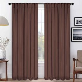 Blackout Window Curtains Solid Room Darkening Back Tab Set of 2 (Color: Cappuccino, size: 52" x 96")