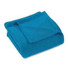 100% Cotton Waffle Blanket – Cooling Waffle Weave, Lightweight & Breathable (Color: Azure, size: Full/Queen)