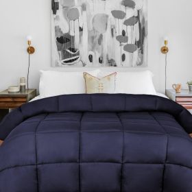Brushed Microfiber Down Alternative Comforter Medium Weight Solid (Color: Navy Blue, size: Twin)