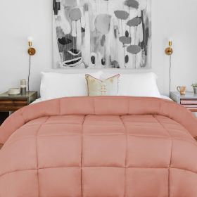 Brushed Microfiber Down Alternative Comforter Medium Weight Solid (Color: Blush, size: California King)
