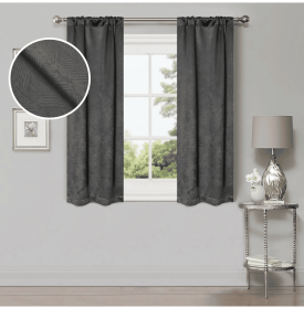 Blackout Window Curtains Waverly Geometric Room Darkening Washable Set of 2 (Color: Grey, size: 26" X 63")