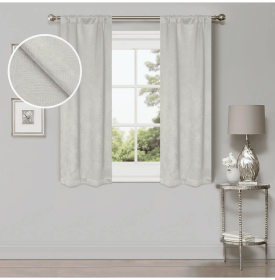 Blackout Window Curtains Waverly Geometric Room Darkening Washable Set of 2 (Color: Ivory, size: 26" X 63")