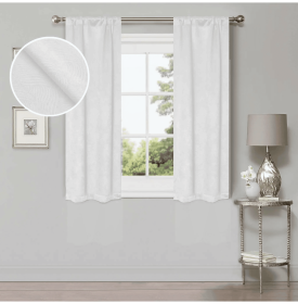 Blackout Window Curtains Waverly Geometric Room Darkening Washable Set of 2 (Color: Snow White, size: 26" X 63")