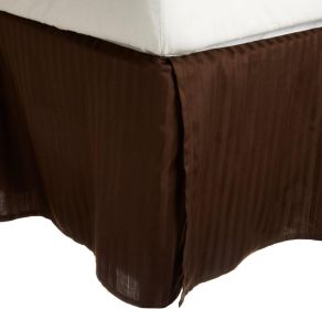 300 Thread Count Egyptian Cotton 15" Drop Striped Bed Skirt (Color: Mocha, size: Twin)