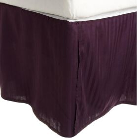 300 Thread Count Egyptian Cotton 15" Drop Striped Bed Skirt (Color: Plum, size: Twin)