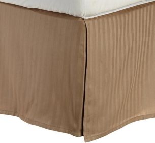 300 Thread Count Egyptian Cotton 15" Drop Striped Bed Skirt (Color: Taupe, size: Twin)