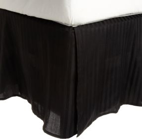 300 Thread Count Egyptian Cotton 15" Drop Striped Bed Skirt (Color: Black, size: Twin)