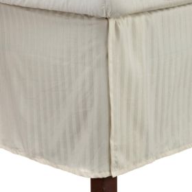 300 Thread Count Egyptian Cotton 15" Drop Striped Bed Skirt (Color: Ivory, size: Twin)