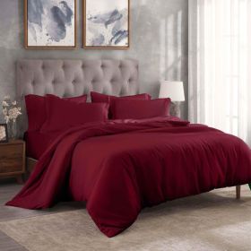 Modal from Beechwood 300 Thread Count Duvet Cover Set (Color: Burgundy, size: King/California King)