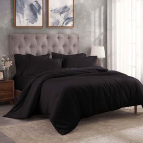Modal from Beechwood 300 Thread Count Duvet Cover Set (Color: Black, size: Full/Queen)