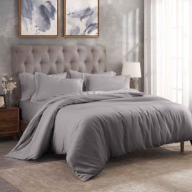 Modal from Beechwood 300 Thread Count Duvet Cover Set (Color: Grey, size: Full/Queen)