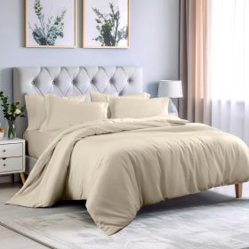 Rayon from Bamboo 300 Thread Count Duvet Cover Set (Color: Ivory, size: California King)