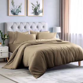 Rayon from Bamboo 300 Thread Count Duvet Cover Set (Color: Taupe, size: Full/Queen)