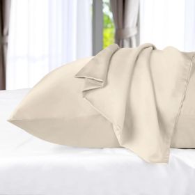 300 Thread Count Rayon from Bamboo 2 Piece Pillowcase Set (Color: Ivory, size: Standard)
