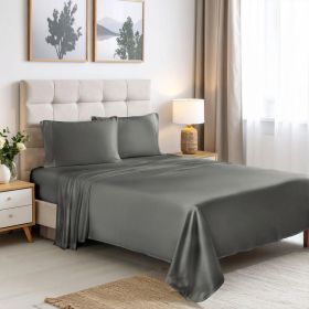Rayon From Bamboo 300 Thread Count Solid Deep Pocket Sheet Set (Color: Grey, size: Twin)